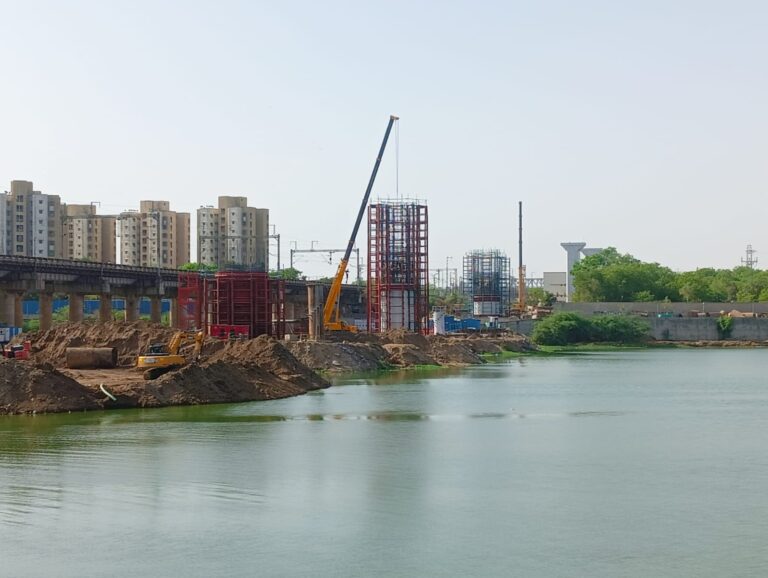 "Crane rental lifting works for elevated bridge pillar construction in Central India"